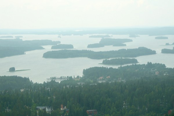 Jezern krajina z nadhledu